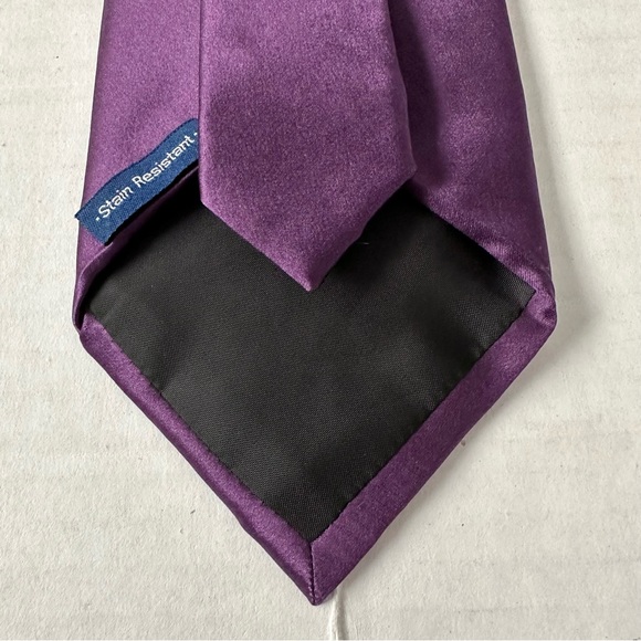 Silk Tie Purple Stain Resistant John Ashford Handmade - Picture 10 of 11